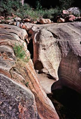 Filling bottles with fresh water, near Kanab Creek