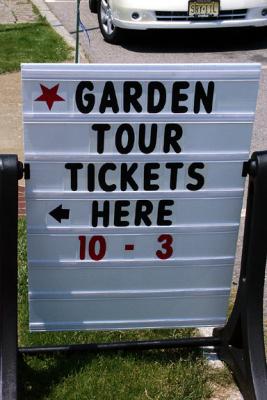 Garden Tour Tickets Sign