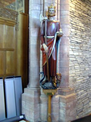 Wood psinted Statue St Magnus Church - Kirkwall