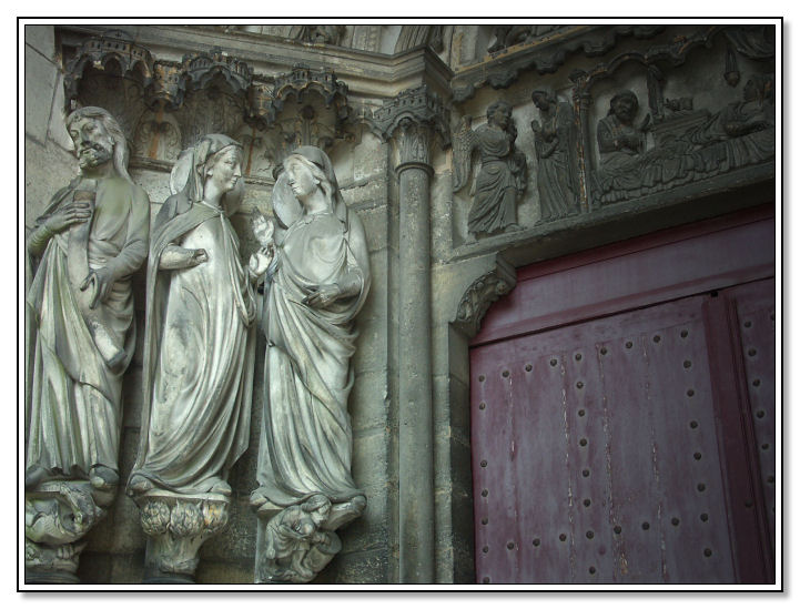 Carving on the facade of Laon Cathedral
