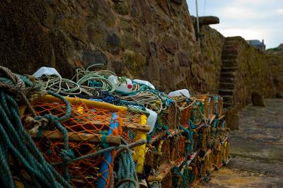 Crail Pots and Harbour Wall.