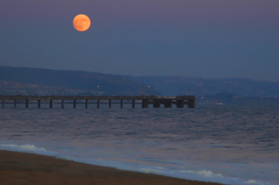 Full Moon over Balboa Pier
