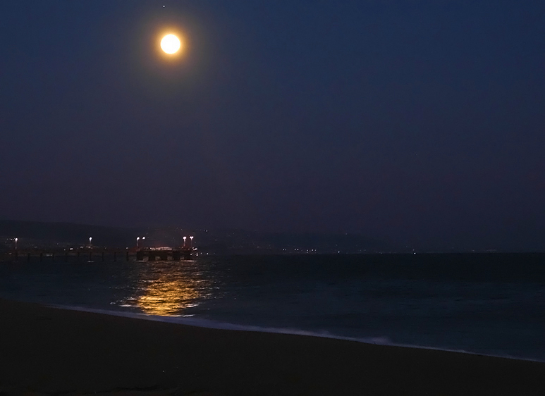 Full Moon over Balboa Pier