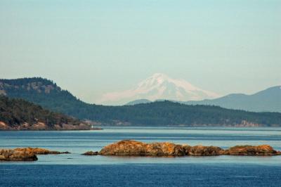 Mt. Baker looming over San Juan Islands, WA