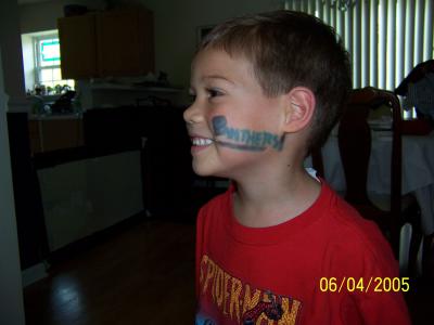 Ben with a Carolina Panther face paint