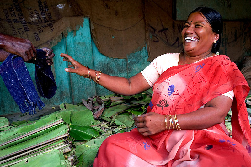 Banana-leaf woman