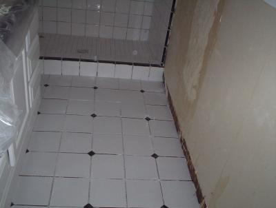 view of new bathroom floor tile