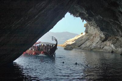 Inside a substantial cave