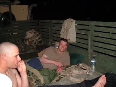 Sleeping on the back of a Truck