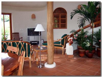 View from kitchen into living area