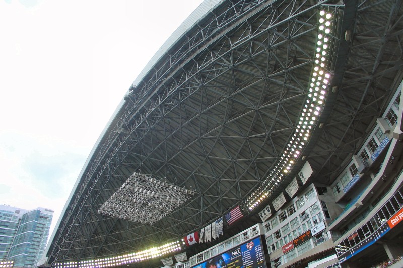 Retracted roof of the Rogers Centre