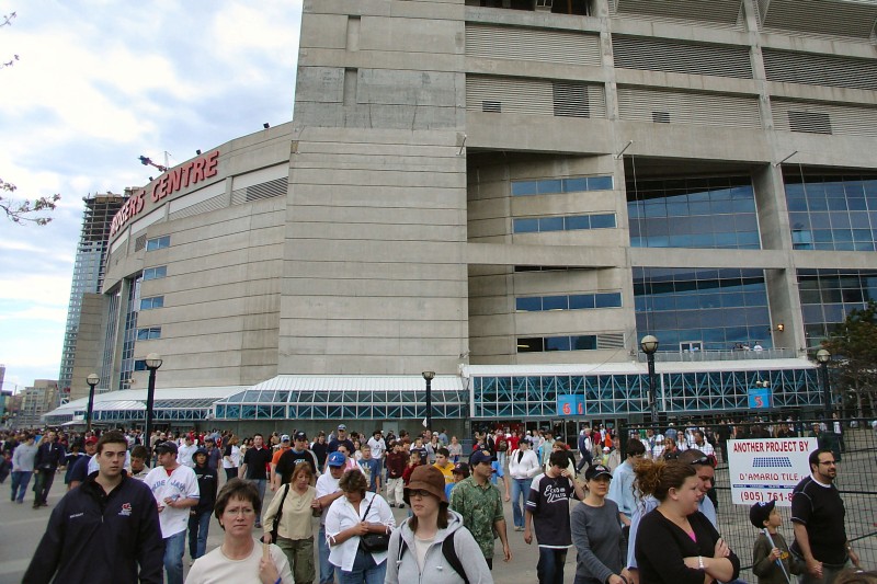 Happy fans exiting Rogers Centre (Jays won this one)