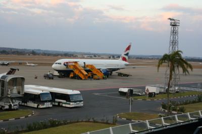 Our BA plane after landing at Lusaka
