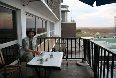 Breakfast in Lusaka on the airport terrace