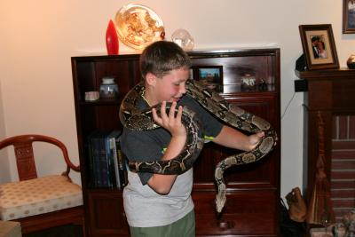 James playing with snakey
