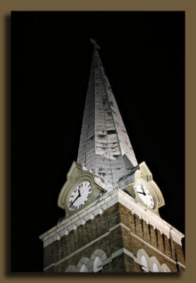 A steeple in downtown