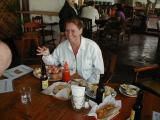 Elizabeth read to eat some garlic shrimp!