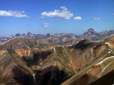 Smelter Gulch & Copper Gulch (Foreground), Uncompahgre Group Background, From Sunshine Pk.