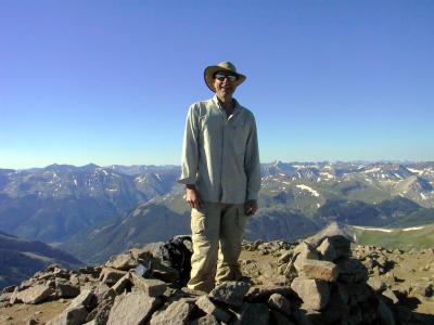 Wetterhorn Peak (14,015') Summit, GPS Logged in at 14,045' @ 19-JUL-05 8:57:28AM......Yep, That's Me!!!