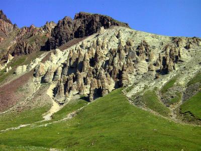  Spires, Erosion of Volcanic Rock, Near Silver Mountain