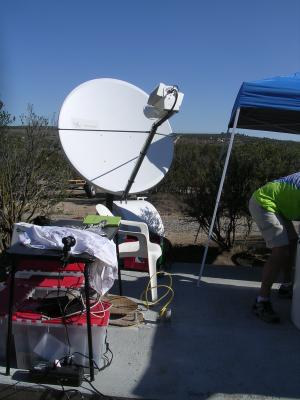 Satellite dish in place
