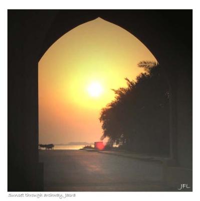 Sunset through arch, Jasra