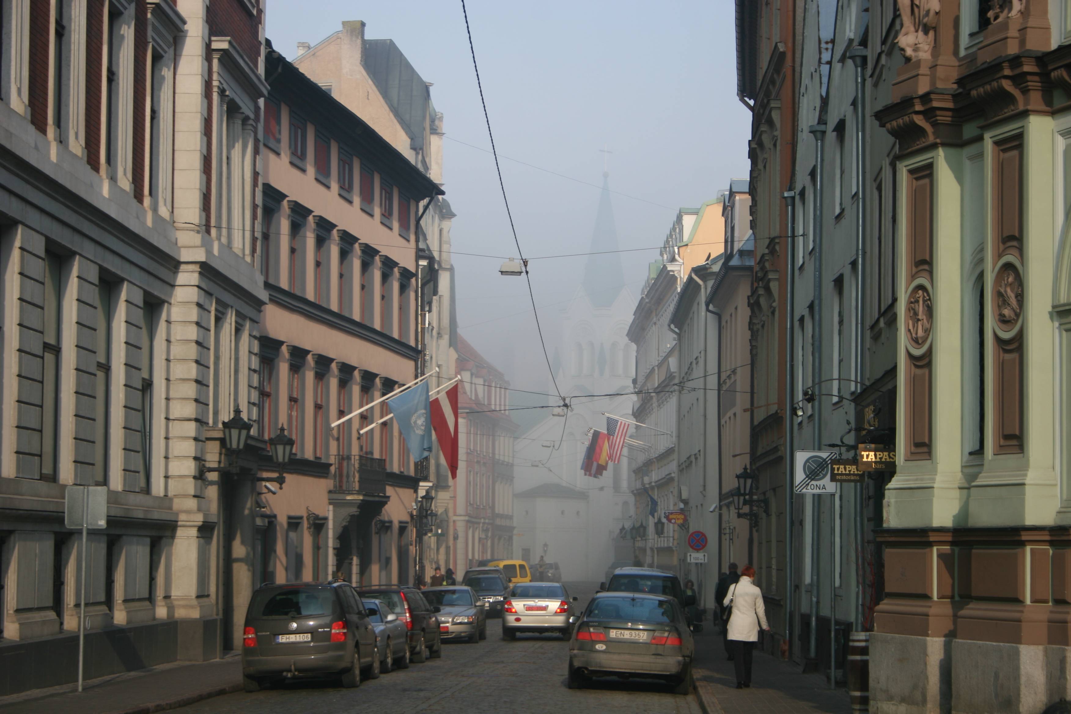 Riga old town street at dawn