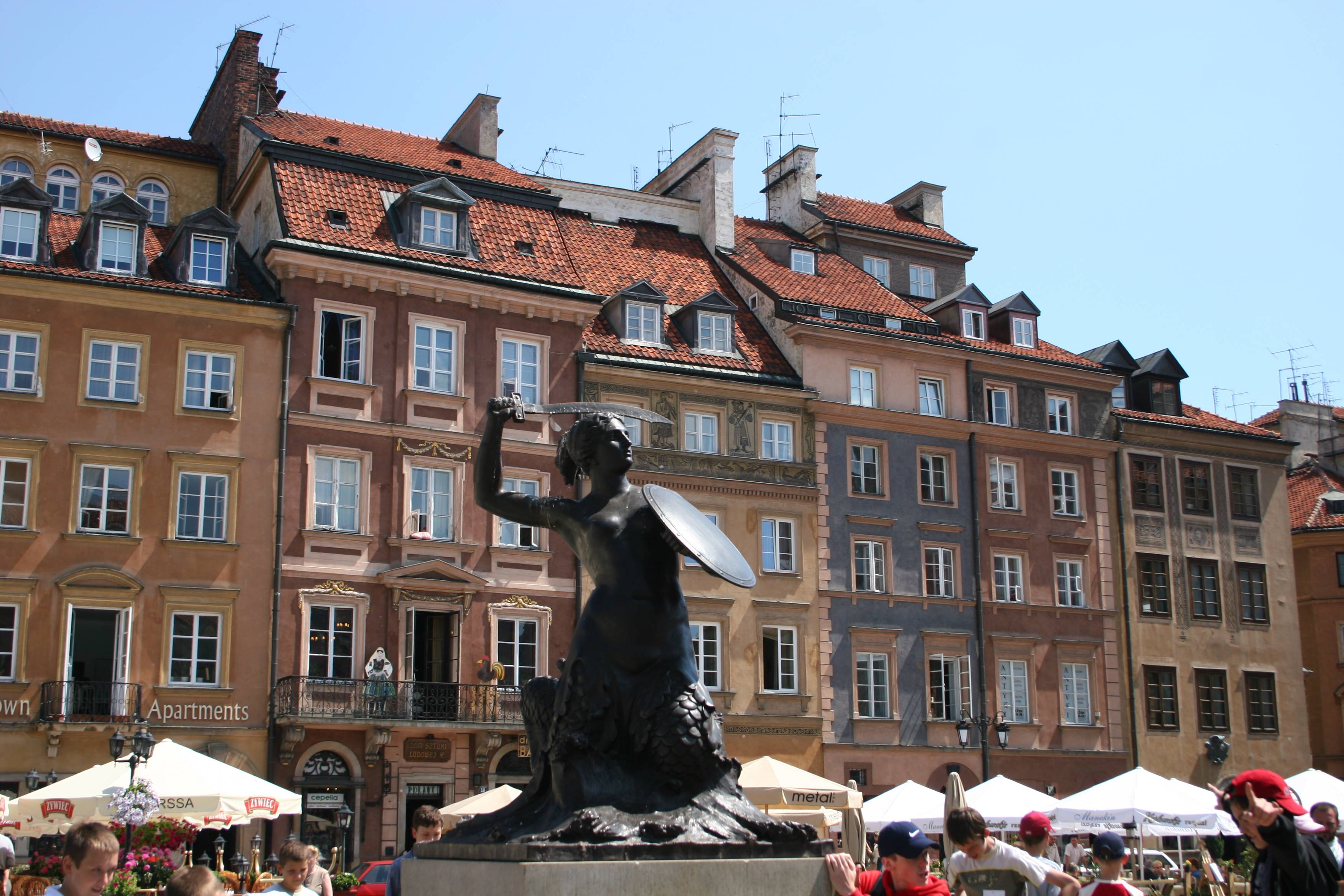 Warsaw Old Town Square and the Mermaid Monument