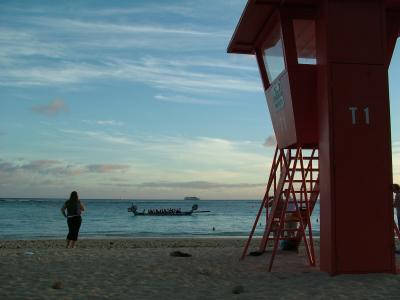 Sunset, Lifeguard Stand, Dragon Boat
