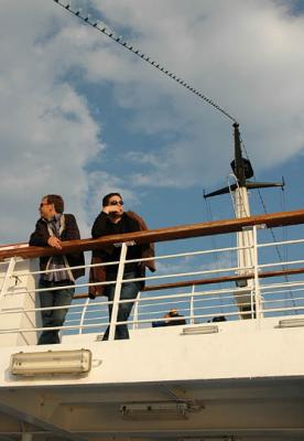 On upper deck of ferry