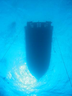 Boat from 60 feet down