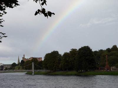 rainbow over Inverness after afternoon rain shower