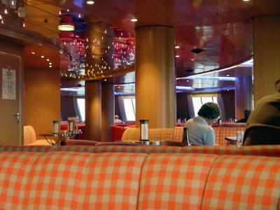 the large panoramic lounge on the ferry