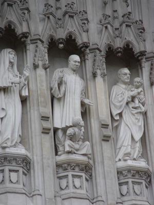 Martin Luther King Jr statue on the front of Westminster Abbey
