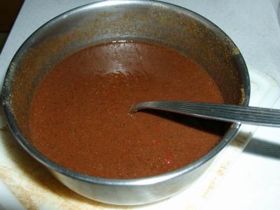 Boiling hot water added to the spices