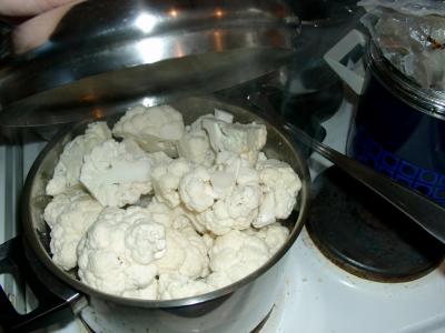 Adding the cauliflower