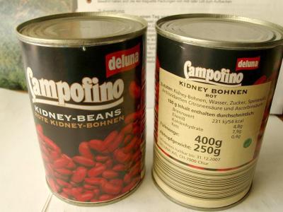The kidney beans cans