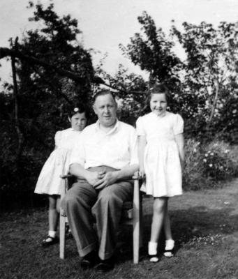 Diane, Grandad Joe and Mum in 1956 - The Bungalow Ballycrocken, Bangor