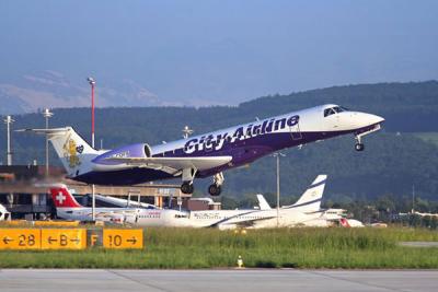 City Airline ERJ-135 departing from Zurich