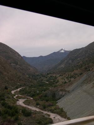 The Mapocho River runs down from the Andes through Santiago