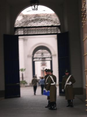Carabineros guarding La Moneda in Santiago