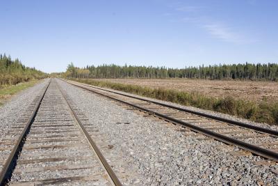New track (left) and cleared area in Moosonee