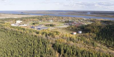 View of former base at Moosonee from southwest