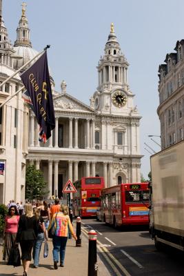 St. Paul's from the street - Can you spot Lindsay and Steve?