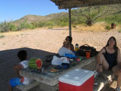 Us At Picnic Table at San Carlos Lake