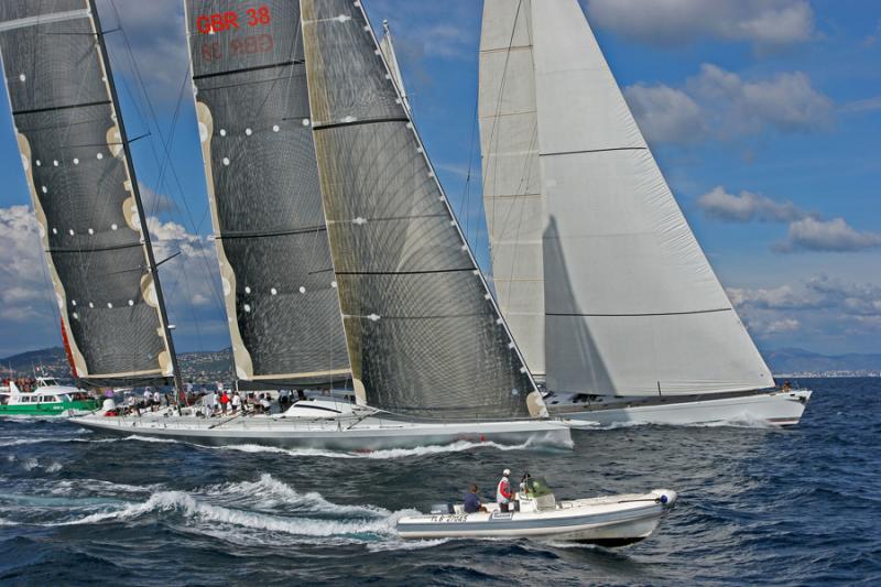 Voiles de Saint-Tropez 2005 -  Mari Cha IV in regatta against Mari Cha III