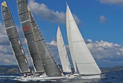 Voiles de Saint-Tropez 2005 -  Mari Cha IV in regatta against Mari Cha III