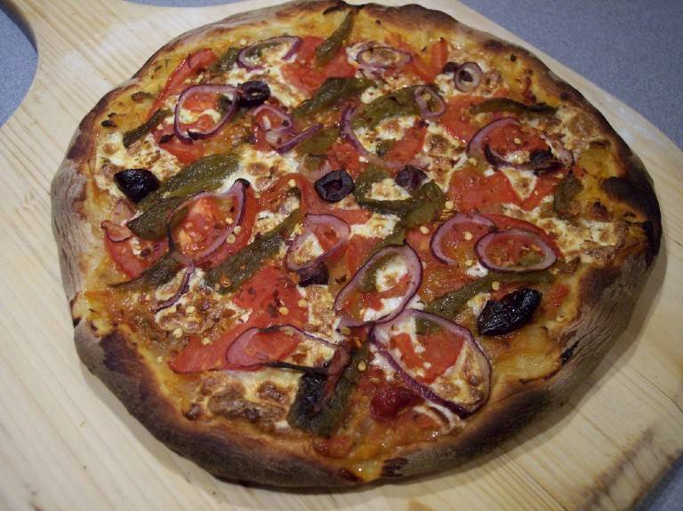 shells pie with roasted sweet peppers