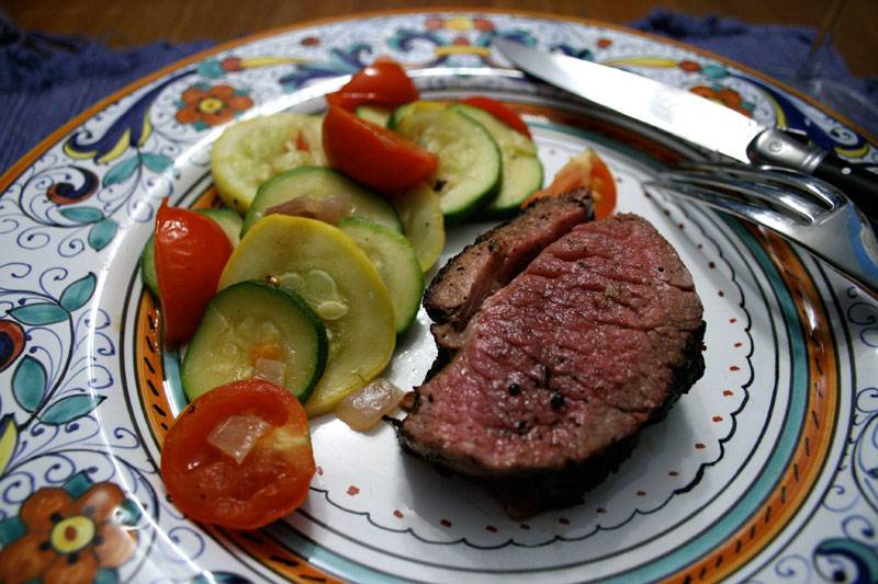 Lovely grilled lamb and summer veg