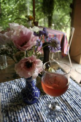 Wine and flowers at Basic Necessities